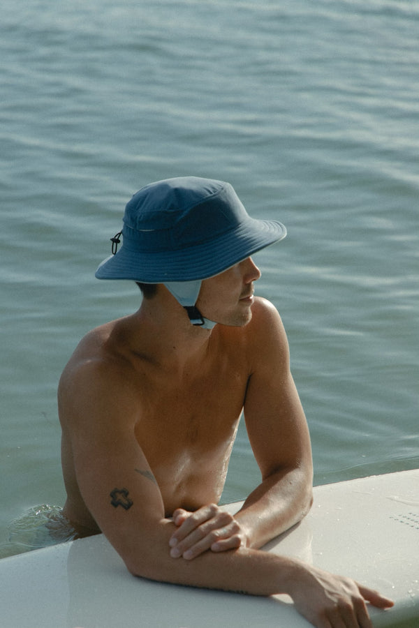 blue chambray surf hat