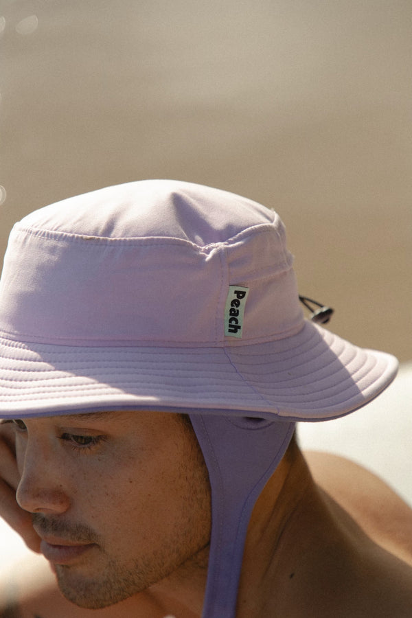 lavender purple urchin surf hat close up