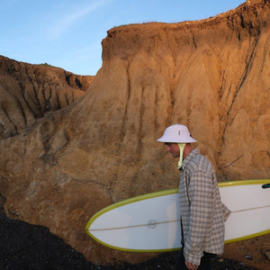 pink and yellow surf bucket hat