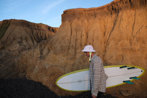 pink and yellow surf bucket hat