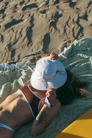 Lilac Gingham Surf Hat