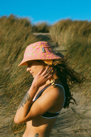 yellow and pink ihi floral surf hat